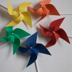 Rainbow Party Wedding Pinwheels 12 Mini Pinwheels Rainbow Custom orders welcomed image 4