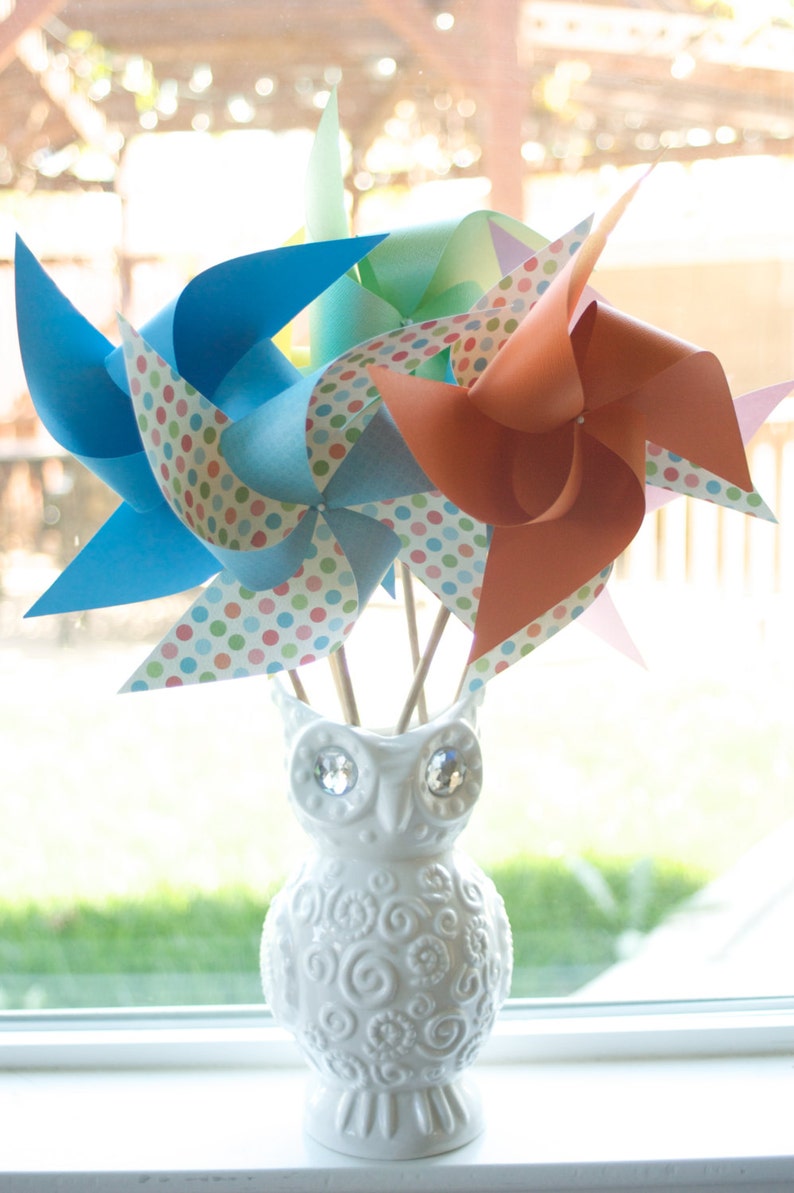 Send a Gift Adorable Pinwheels Wedding Favors Decor Birthday Favors 6 regular size Chevron Paper Pinwheels image 2