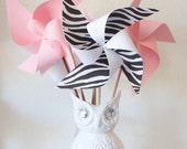 Circus Animal Cookie Party Birthday Carnival Circus Decor Cookie Party - 6 regular size Pinwheels Baby Girl Zebra (Custom orders welcomed) Il_170x135