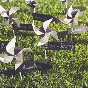 Black and white wedding decorations/black and white birthday decorations, Unique party favors, 12 Mini Spinning Pinwheels You Choose Colors image 4