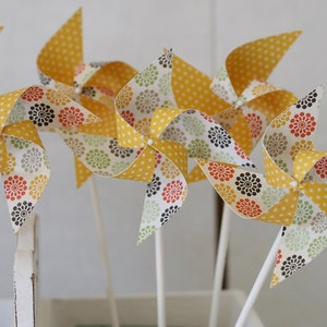 Gender neutral Baby Shower decorations, Wedding Shower Pinwheels 12 Mini Pinwheels Yellow Sunrise custom orders welcomed image 2