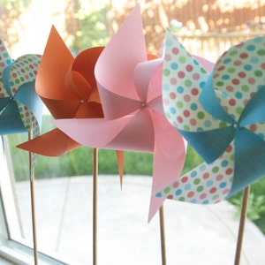 Send a Gift Adorable Pinwheels Wedding Favors Decor Birthday Favors 6 regular size Chevron Paper Pinwheels image 1