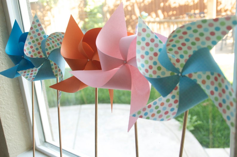 Send a Gift Adorable Pinwheels Wedding Favors Decor Birthday Favors 6 regular size Chevron Paper Pinwheels image 1