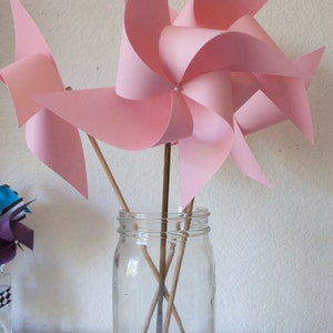 Orange and Pink Decor Baby Shower Favors Wedding Favors Decor Birthday Favors 6 regular Paper Pinwheels image 3