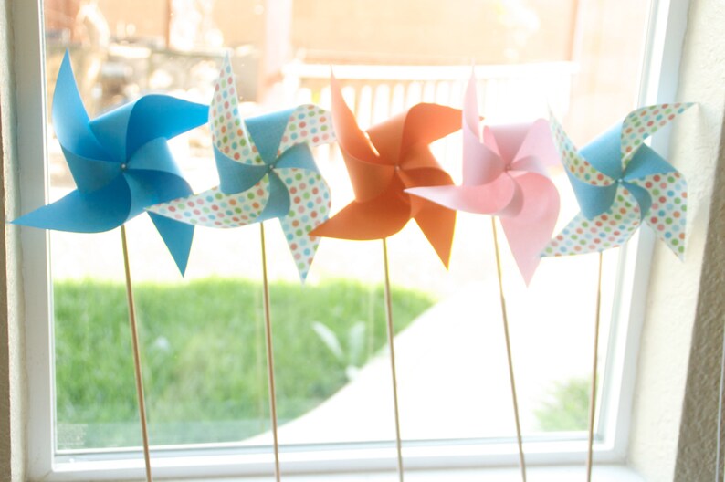 Send a Gift Adorable Pinwheels Wedding Favors Decor Birthday Favors 6 regular size Chevron Paper Pinwheels image 3