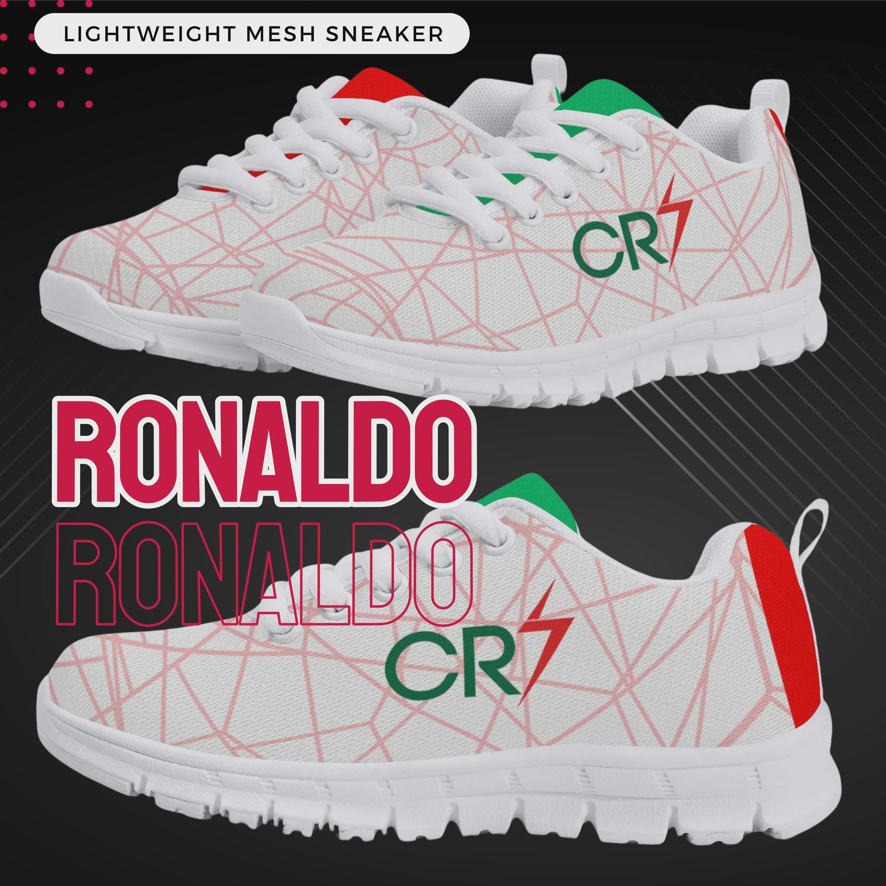 Zapatillas CR7 Cristiano Ronaldo / Fútbol / Zapatillas de fútbol / Zapatillas de malla ligeras para niños - Blanco