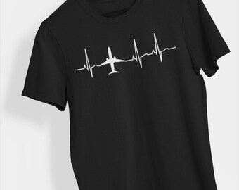 Camiseta de avión con latidos: camiseta para amantes de la aviación, regalo para entusiastas de la simulación de vuelo, camiseta gráfica de piloto
