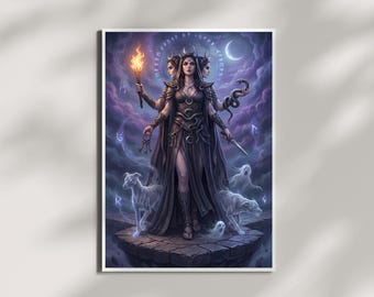 Lámina de la Diosa Hécate: Brujería de la Triple Luna, Hechicería Oscura (Descarga digital)