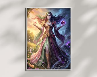 Persephone: Königin der Unterwelt – Griechische Mythologie Digitale Wandkunst | Dualitätsgöttin druckbare Poster