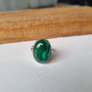 Green Malachite Ring, Gemstone Ring, Handmade Ring, 925 Sterling Silver, Malachite Jewelry, Beautiful Ring, Oval Cabochon Ring, Gift For Her