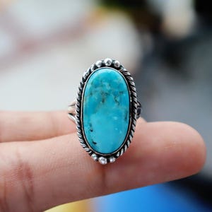 Mohave Turquoise Ring, Handmade Ring, 925 Sterling Silver Ring, Women Jewelry, Oval Shape Cabochon, Statement Ring, Turquoise Jewelry****