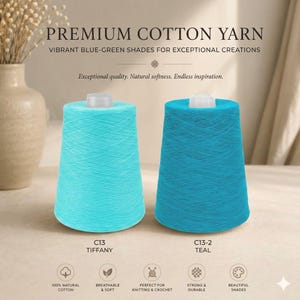 100% Natural Cotton Yarn Cone, 2-Ply Thread for Knitting, Crochet, Weaving