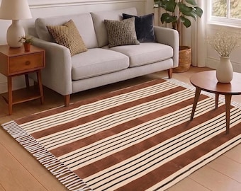 Tribal Geometric Flatweave Rug-Distressed Coastal Farmhouse Decor|Vintage Marigold Wreath Block Print Pattern,Cottagecore Boho Bedroom Decor