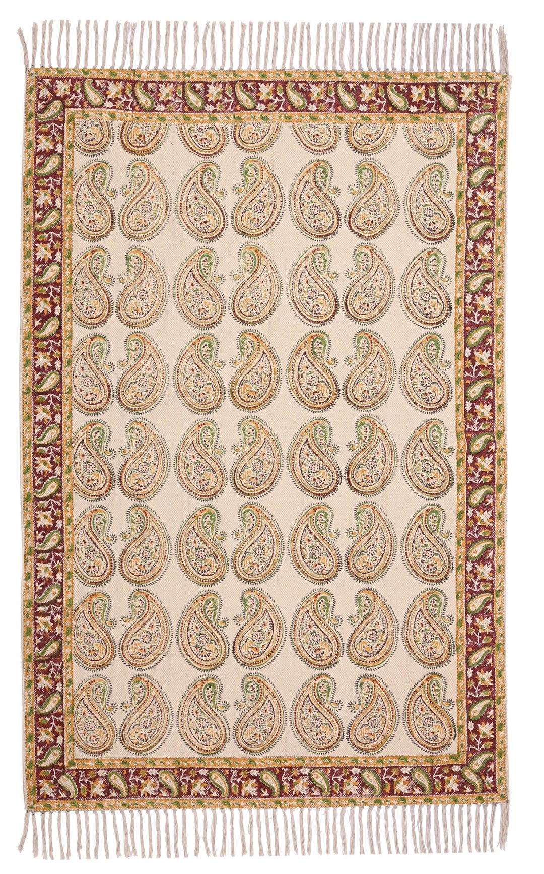 Hand Block Printed Cotton Rug: Bohemian Rainbow Washable Area Rug - Etsy
