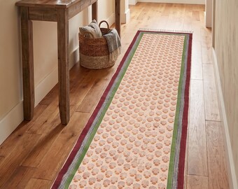 Handwoven Cotton Rug, Boho Living Room Area Rug, Handmade Indian Floor Rug, Natural Cotton Dhurrie, Home Decor