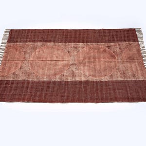 Modern Rust Abstract Area Rug • Washable Moroccan Cotton Kilim Rug • Block Print Dhurrie for Living Room, Earthy Boho Yoga Mat floral rug, kitchen rug, runner rug, patio rug, handmade rug, cotton rug, kilim rug, indian rug, outdoor rug, living room rug, vintage rugs, area rug, bedroom rug