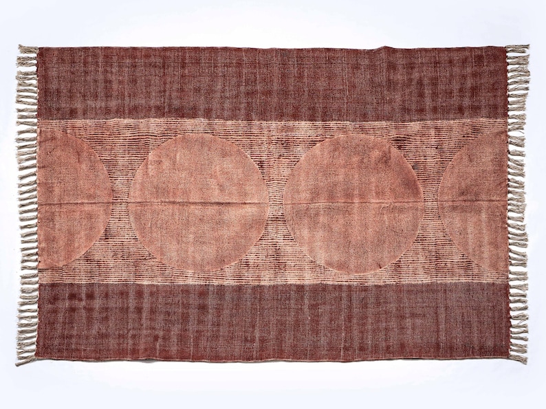 Modern Rust Abstract Area Rug • Washable Moroccan Cotton Kilim Rug • Block Print Dhurrie for Living Room, Earthy Boho Yoga Mat floral rug, kitchen rug, runner rug, patio rug, handmade rug, cotton rug, kilim rug, indian rug, outdoor rug, living room rug, vintage rugs, area rug, bedroom rug