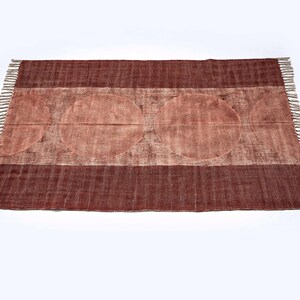 Modern Rust Abstract Area Rug • Washable Moroccan Cotton Kilim Rug • Block Print Dhurrie for Living Room, Earthy Boho Yoga Mat floral rug, kitchen rug, runner rug, patio rug, handmade rug, cotton rug, kilim rug, indian rug, outdoor rug, living room rug, vintage rugs, area rug, bedroom rug