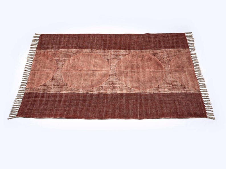 Modern Rust Abstract Area Rug • Washable Moroccan Cotton Kilim Rug • Block Print Dhurrie for Living Room, Earthy Boho Yoga Mat floral rug, kitchen rug, runner rug, patio rug, handmade rug, cotton rug, kilim rug, indian rug, outdoor rug, living room rug, vintage rugs, area rug, bedroom rug