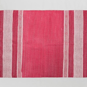 Hand Block Printed Cotton Dhurrie Rug: Geometric Indian Kilim, 4x6