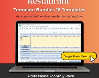 Restaurant Management Templates Monthly Pack | Operations, Food Cost, Staff Schedule — Excel Google Sheets Digital Download