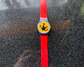 Swatch Watch Boxing 1996 Kangaroo Red Swiss Limited Edition