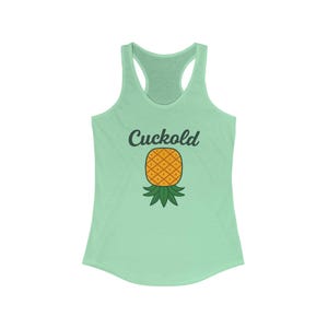 Cuckold Swingers Upside Down Ananas Racerback Tank Heiße Frau Lifestyle Top, Erwachsenen Humor Fitnessstudio Tank, Premium Damen ärmelloses Shirt