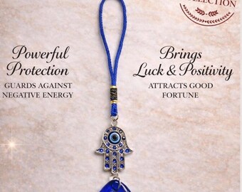 Evil Eye Hamsa Car Hanging Charm, Protection Amulet for Car Mirror, Nazar Wall Decor, Lucky Protection Talisman, Spiritual Gift for Home