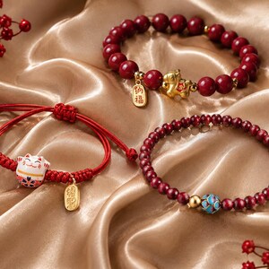 Good Luck Feng Shui Bracelet, Red String Wealth Bracelet with Fu Charm, Protection & Prosperity Bracelet, Adjustable Lucky Gift for Her Gift 3 Bracelet
