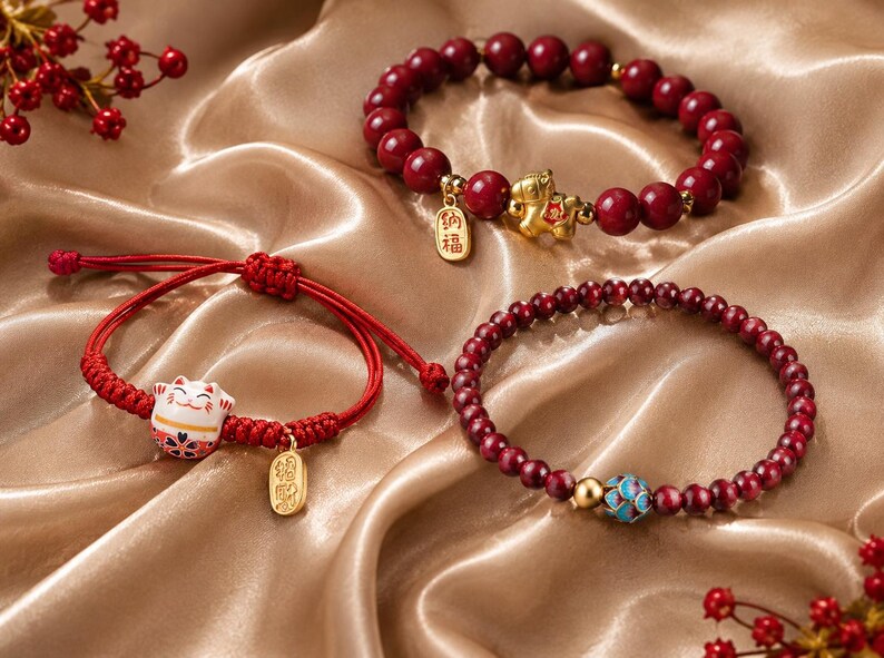 Good Luck Feng Shui Bracelet, Red String Wealth Bracelet with Fu Charm, Protection & Prosperity Bracelet, Adjustable Lucky Gift for Her Gift 3 Bracelet