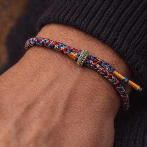 Lucky Protection Bracelet , Multicolor Braided String Bracelet, Spiritual Energy Charm, Adjustable Cord Bracelet, Gift for Him, gift