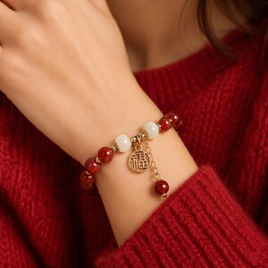 Good Luck Feng Shui Bracelet, Red String Wealth Bracelet with Fu Charm, Protection & Prosperity Bracelet, Adjustable Lucky Gift for Her bracelet lucky