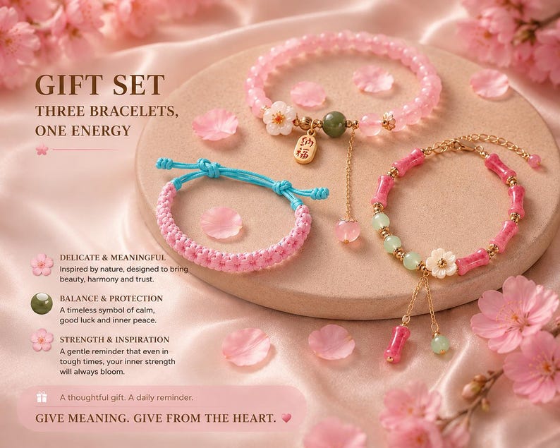 Good Luck Feng Shui Bracelet, Red String Wealth Bracelet with Fu Charm, Protection & Prosperity Bracelet, Adjustable Lucky Gift for Her Gift Set 3 Bracelet