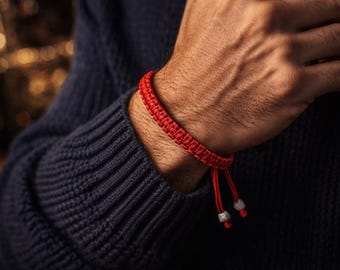 Red String Bracelet for Protection, Luck & Success, Evil Eye Protection Bracelet, Adjustable Red Cord Bracelet, Spiritual Gift for Him