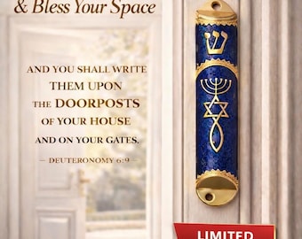Mezuzah Case with  Scroll, Jewish Home Blessing, Blue & Red Mezuzah Set, Door Protection Amulet, Judaica Gift for Housewarming