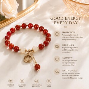 Good Luck Feng Shui Bracelet, Red String Wealth Bracelet with Fu Charm, Protection & Prosperity Bracelet, Adjustable Lucky Gift for Her bild 12