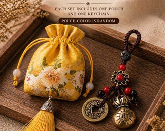 Feng Shui Wealth Talisman Keychain – Lucky Chinese Coin | Money Bag Charm, Prosperity & Protection Amulet, Good Luck Gift,Spiritual Keychain