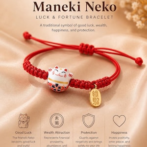 Good Luck Feng Shui Bracelet, Red String Wealth Bracelet with Fu Charm, Protection & Prosperity Bracelet, Adjustable Lucky Gift for Her bild 16