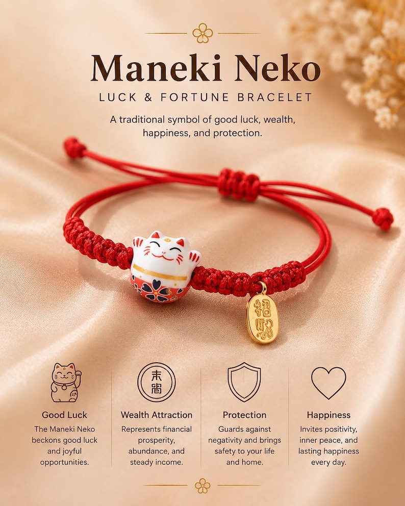 Good Luck Feng Shui Bracelet, Red String Wealth Bracelet with Fu Charm, Protection & Prosperity Bracelet, Adjustable Lucky Gift for Her bild 16