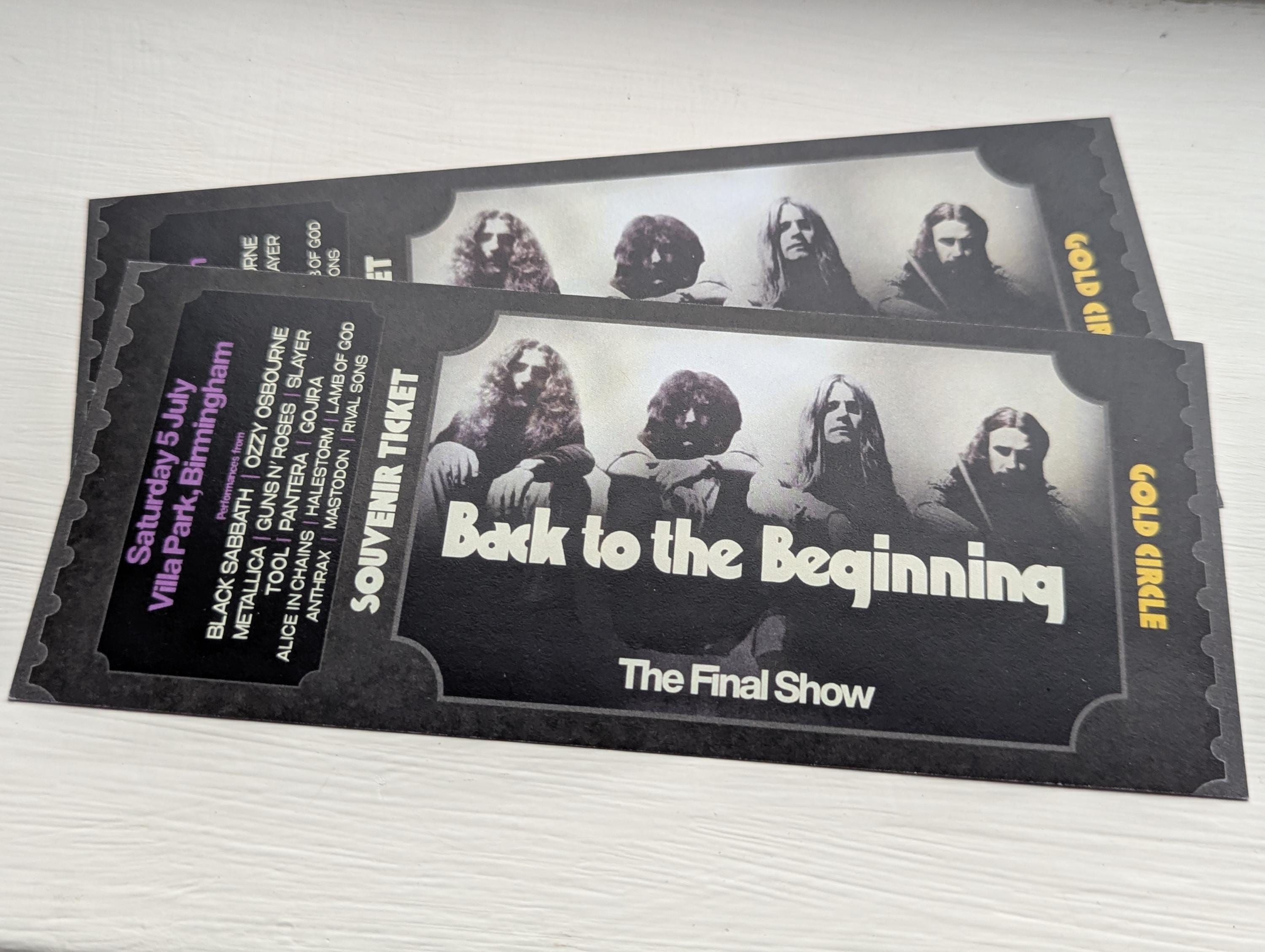 Black Sabbath Back to the Beginning Souvenir Ticket GOLD CIRCLE - Etsy