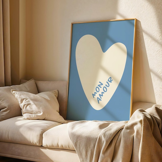 Light Blue Wall Art Cute Preppy Bedroom Decor Minimalist Blue