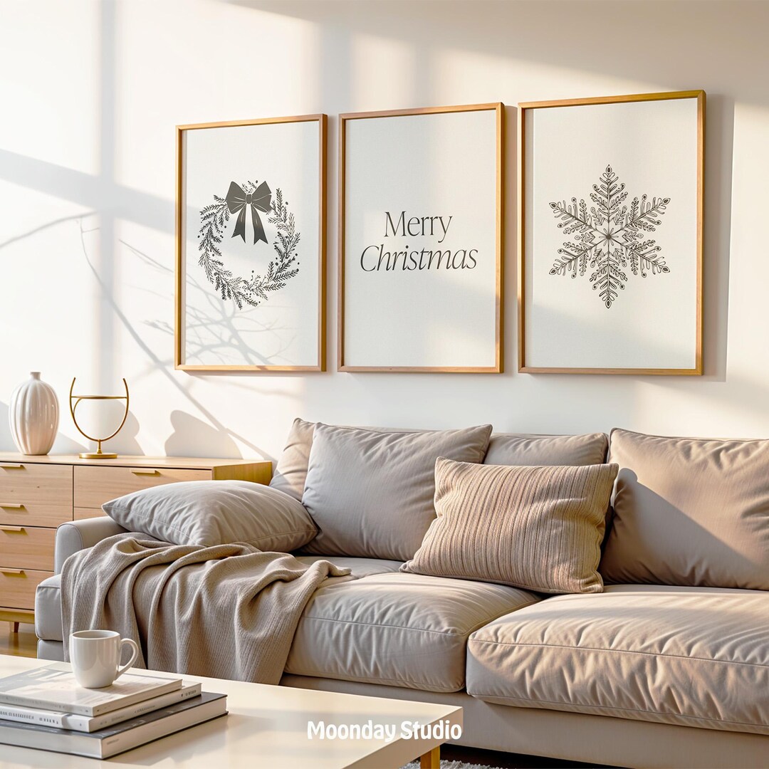 Christmas Set of 3 Wall Art | Three Piece Christmas Poster | Minimalist ...