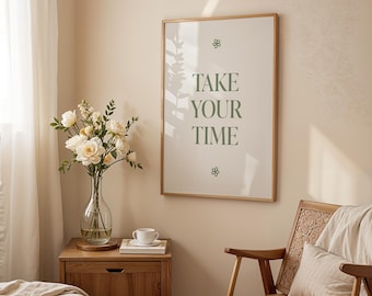 Utskrivbar salviagrön poster | Avkopplande citat Neutral väggkonst | Minimalistisk typografisk tavla ovanför sängen