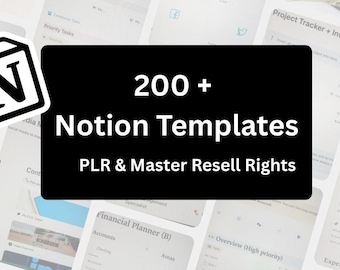 200+ Notion Templates Bundle(PLR MRR), Life Planner, Finance Tracker, Productivity Dashboard (Digital Download)