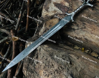Hand Forged Damascus Steel Celtic Medieval Collectible | Carthaginian Inspired Cosplay Prop | Artistic Hilt Sculpture Gift & Display