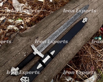 Espada vikinga de acero de Damasco forjada a mano, hecha a mano, personalizada, medieval, vikinga, el mejor regalo de aniversario.