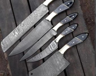 Handmade Damascus Steel Chef Tool Set | Artisan Kitchen Tools