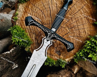 Espada vikinga de acero de Damasco forjada a mano: Reina medieval de espadas