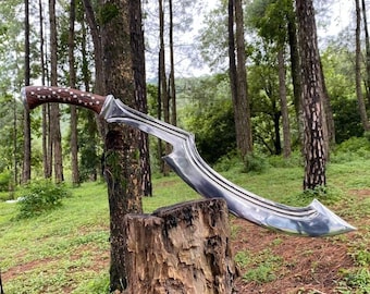 Espada Khopesh forjada a mano | Hoja curva de estilo egipcio | Réplica coleccionable para exhibición o regalo