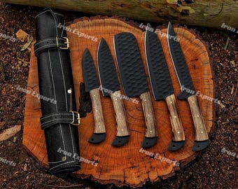 5 Pcs Damascus Steel BBQ Chef Set, handmade Kitchen knives, Hand Forged Chef knives Set, Damascus Chef knife, Anniversary & Birthday Gift